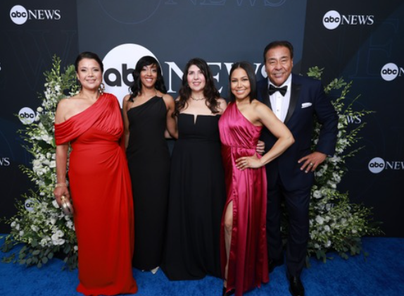 Guests at the ABC News White House Correspondents' Dinner reception step-and-repeat